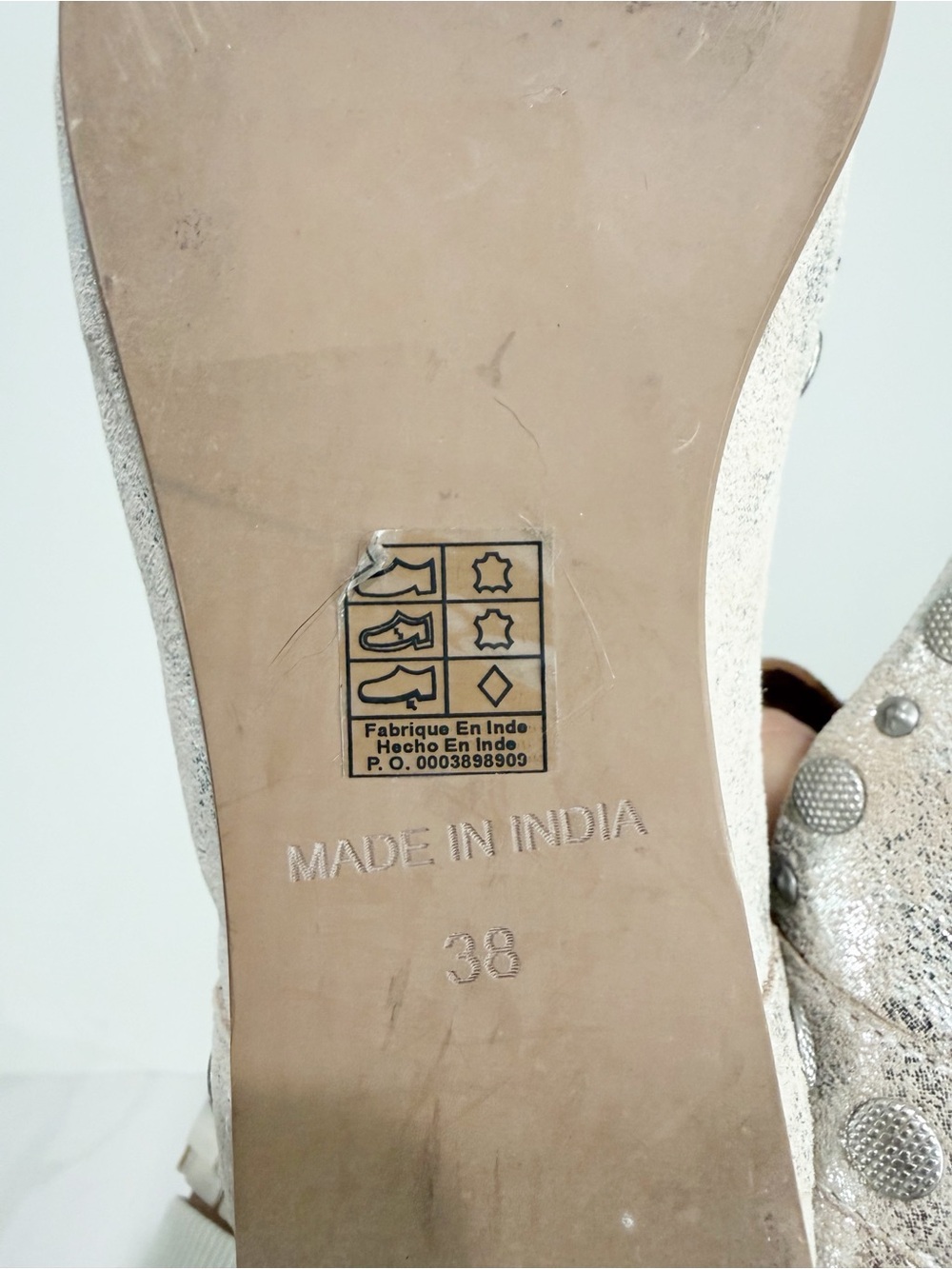 FREE PEOPLE Mystic Mary Jane Flats Champagne Studded Festival Size 38 - Picture 12 of 14